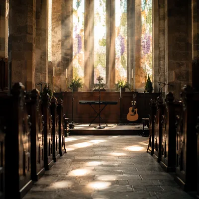 Empty Sanctuary Ready for Worship Rehearsal
