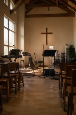 Empty Sanctuary Ready for Worship Rehearsal