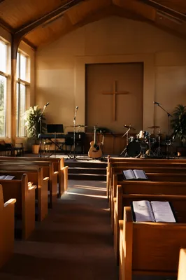 Empty Church Sanctuary After Music Rehearsal