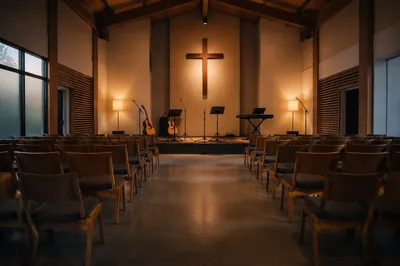 Empty Sanctuary Ready for Worship Rehearsal