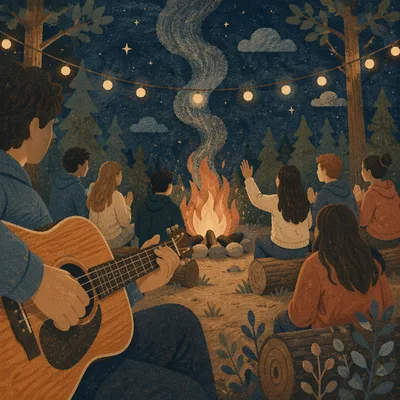 Youth Campfire Worship with Acoustic Guitar