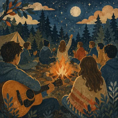 Youth Campfire Worship with Acoustic Guitar