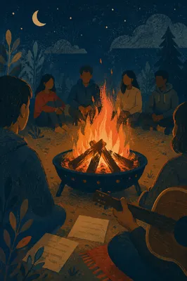 Youth Campfire Worship with Acoustic Guitar