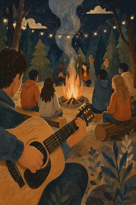 Youth Campfire Worship with Acoustic Guitar