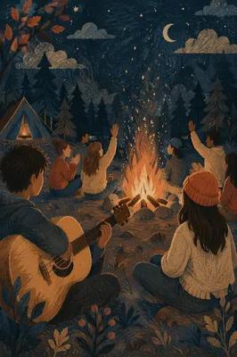Youth Campfire Worship with Acoustic Guitar