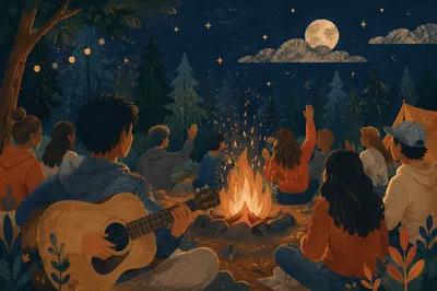 Youth Campfire Worship with Acoustic Guitar
