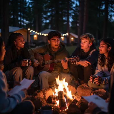 Youth Group Campfire Worship at Twilight