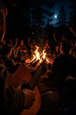 Youth Campfire Worship with Acoustic Guitar