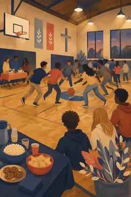 Youth Group Game Night in Church Gym