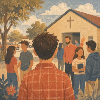 Welcoming Youth Group Outside Community Church