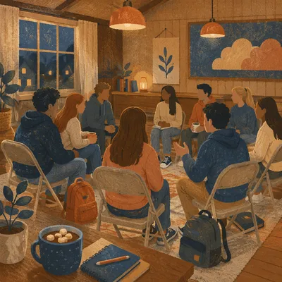 Teen Youth Group Gathering in Church Room
