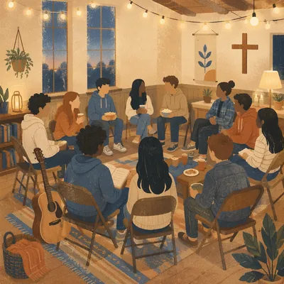 Church Youth Group Fellowship Hall Gathering