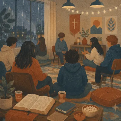 Rainy Evening Youth Group Bible Gathering