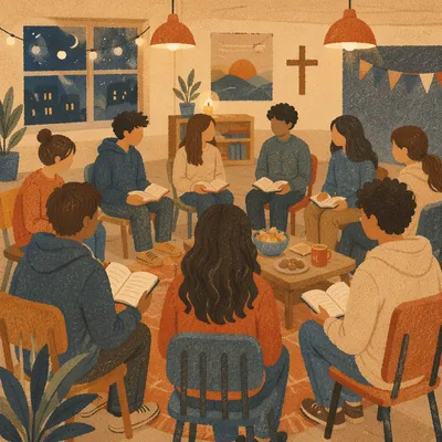 Teen Youth Group Gathering in Church Fellowship Room