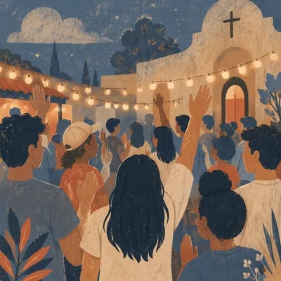Teen Youth Worship Gathering at Church Courtyard