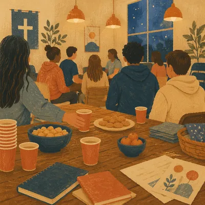 Teen Fellowship Gathering in Warm Church Hall