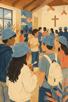 Teen Youth Group Gathering in Church Hall