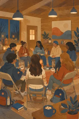 Teens Gathering in Warm Church Community Room