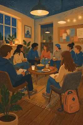 Youth Group Gathering in Warm Church Room