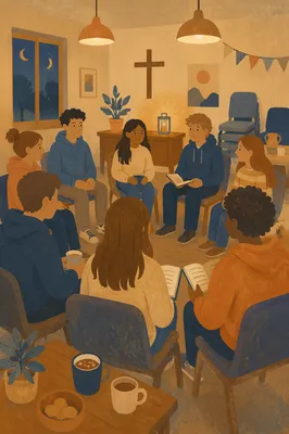 Youth Group Fellowship in Evening Church Room
