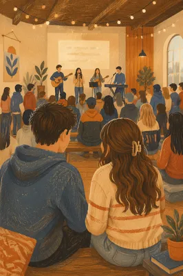 Youth Group Gathering in Church Fellowship Hall