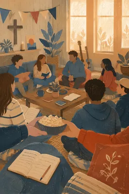Warm Youth Group Gathering in Church Hall