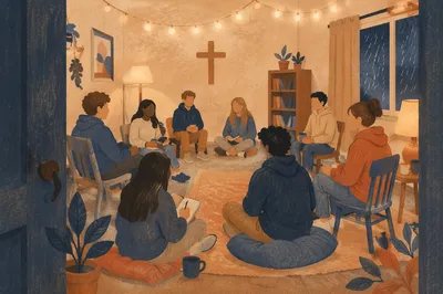 Youth Group Gathering in Cozy Church Room