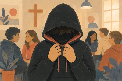 Reflective Teen at Church Youth Gathering