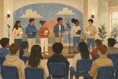 Youth Group Gathering in Modern Church Hall