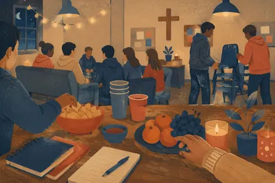 Warm Youth Group Fellowship After Sunset