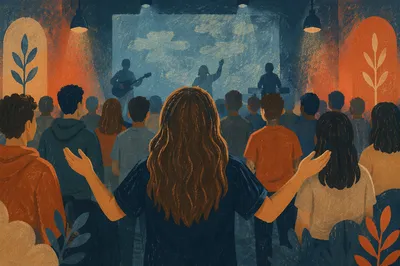 Teens Worshiping Together in Modern Church