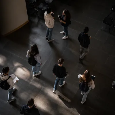 Teen Youth Group in Church Atrium