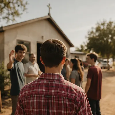 Welcoming Youth Group Outside Community Church