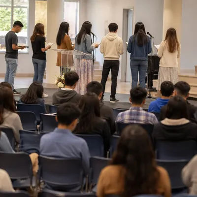 Youth Group Gathering in Modern Church Hall