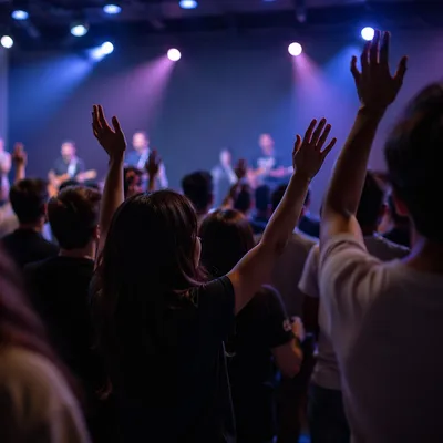 Teens Worship Together in Church Auditorium
