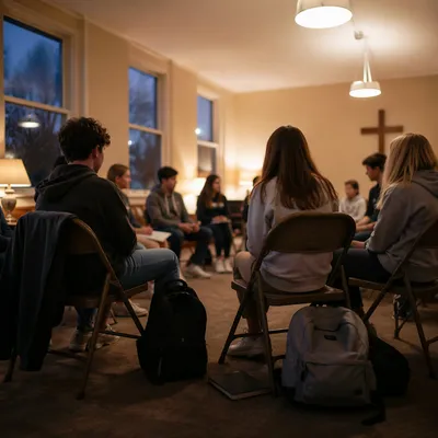 Teen Youth Group Gathering in Church Hall