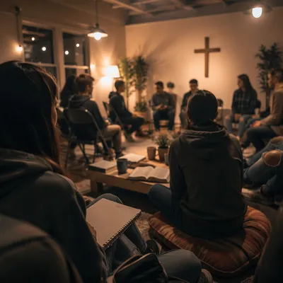 Teen Youth Group Gathering in Church Fellowship Room