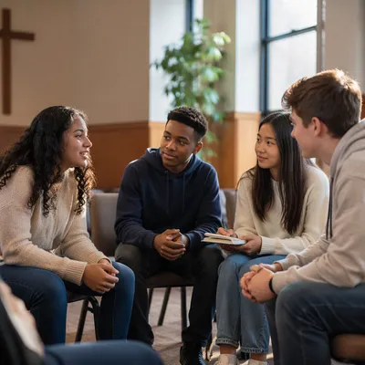 Teen Youth Group in Church Room