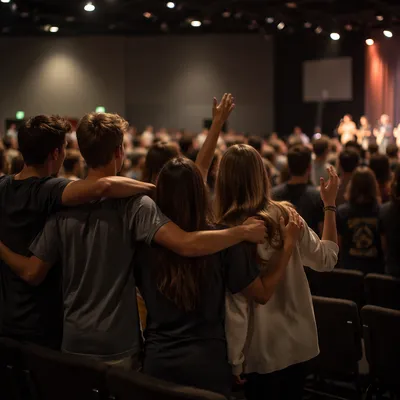 Teens Worship Together in Church Auditorium