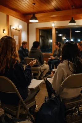 Teen Youth Group Gathering in Church Room