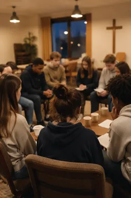 Youth Group Fellowship in Evening Church Room