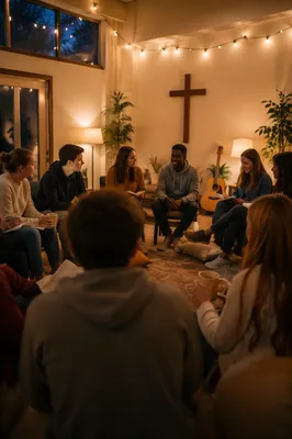 Teens Sharing Fellowship in Church Room