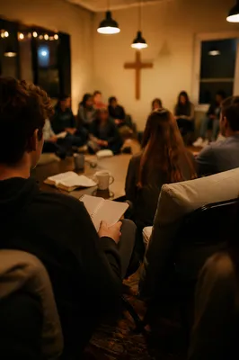 Teen Youth Group Gathering in Church Fellowship Room