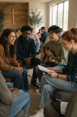 Teen Youth Group in Church Room
