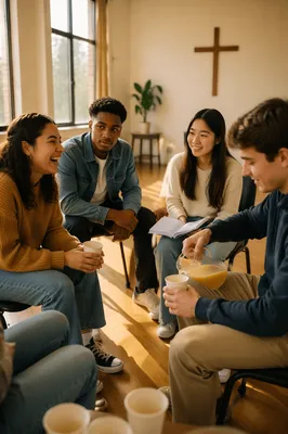 Teen Youth Group in Church Community Room