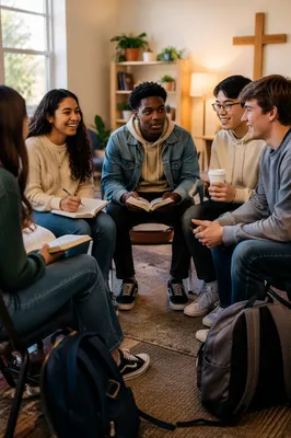 Teen Group Talking in Church Community Room