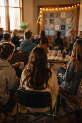 Teens Gathering in Cozy Church Fellowship Room