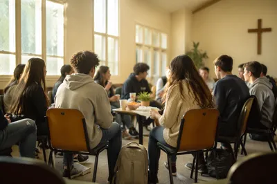 Teen Youth Group Gathering in Church Hall