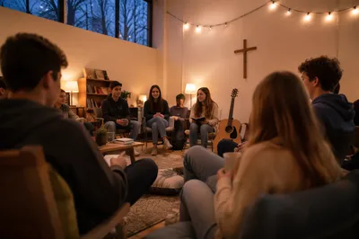 Teens Gathering in Cozy Church Fellowship Room