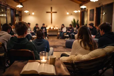 Youth Group Gathering in Warm Church Hall
